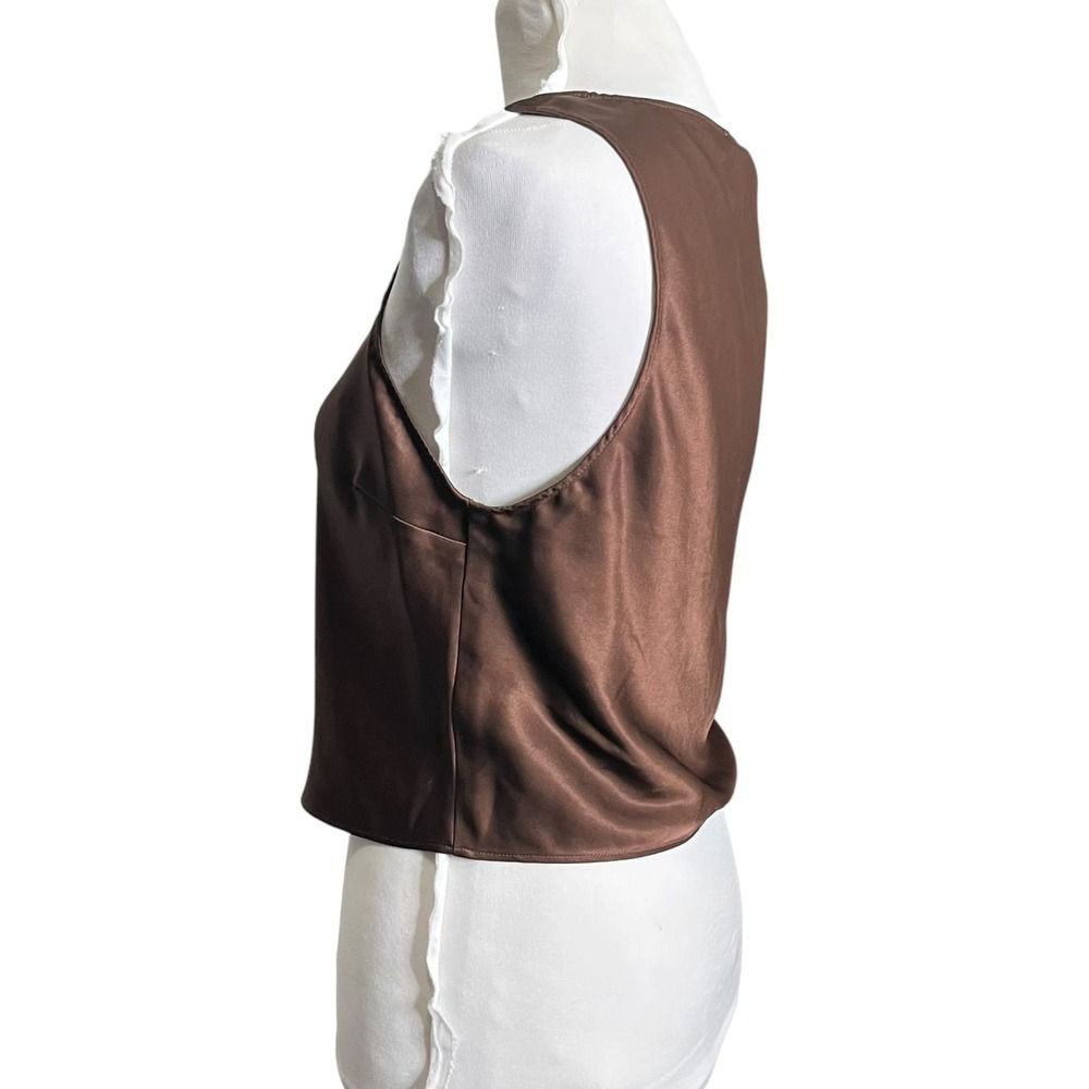 Reformation Jasmine Top Womens 6 Brown Scoop Neck Sleeveless Satin Chic Tank - Picture 3 of 10